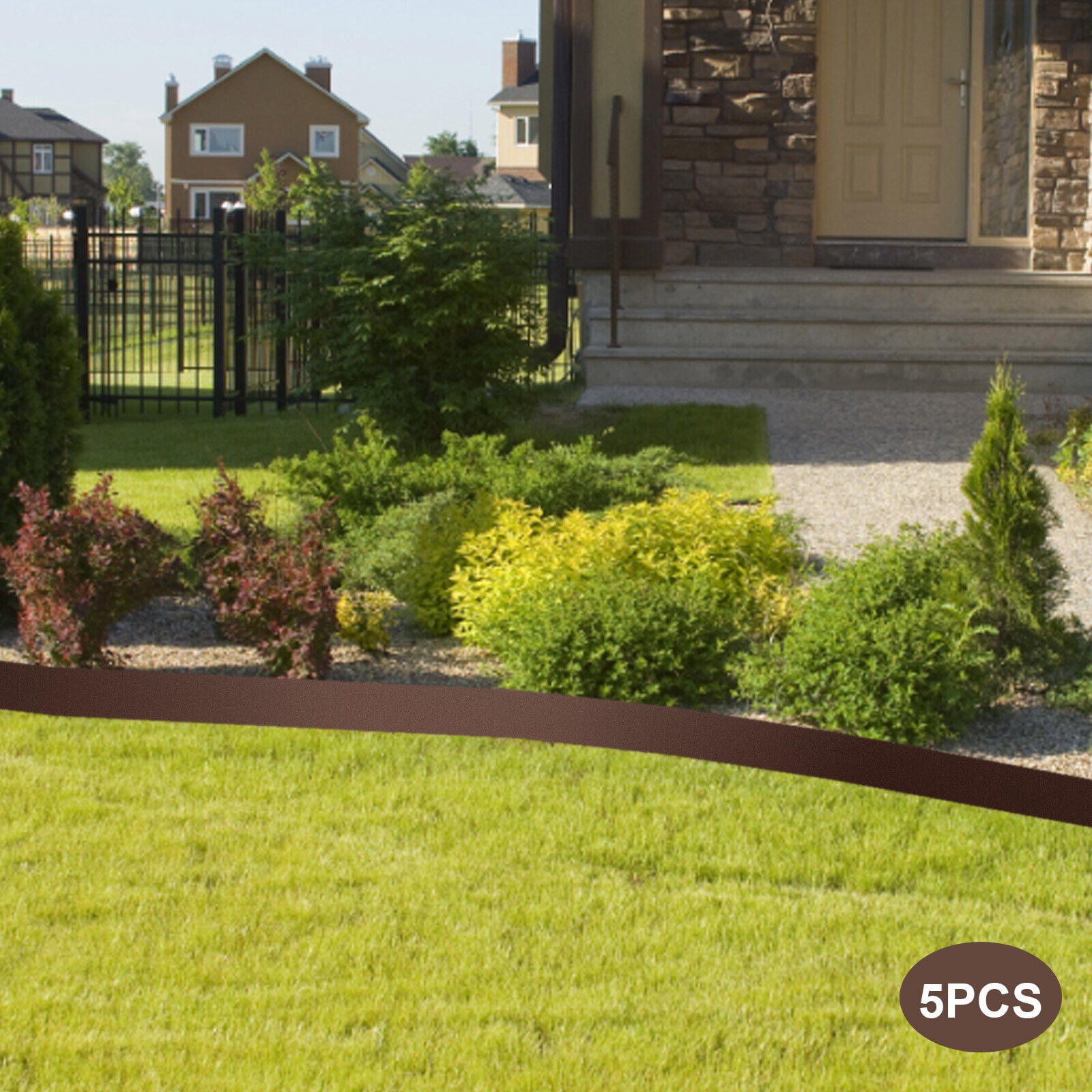 Miumaeov 5* Landscape Edging 39 in. Bendable Metal Lawn Barrier Garden Border Edge Brown