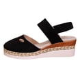 thumbnail image 2 of EliteGoogv Womens Wedge Sandals Closed Toe Platform Sandals Flock Upper Woven Bottom On Sandals For Women Large Size Summer Beach Shoes Black US :8.5, 2 of 9