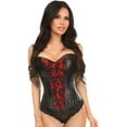 thumbnail image 1 of Femmes Regard Humide Corset Overbust Rouge avec Superposition Lacet, 1 of 5
