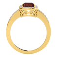thumbnail image 3 of Mauli Jewels 3.20 Carat Emerald Shaped Diamond and Garnet Engagement Rings for Women, 10K Yellow Gold Wedding Rings Gifts for Her, 3 of 5