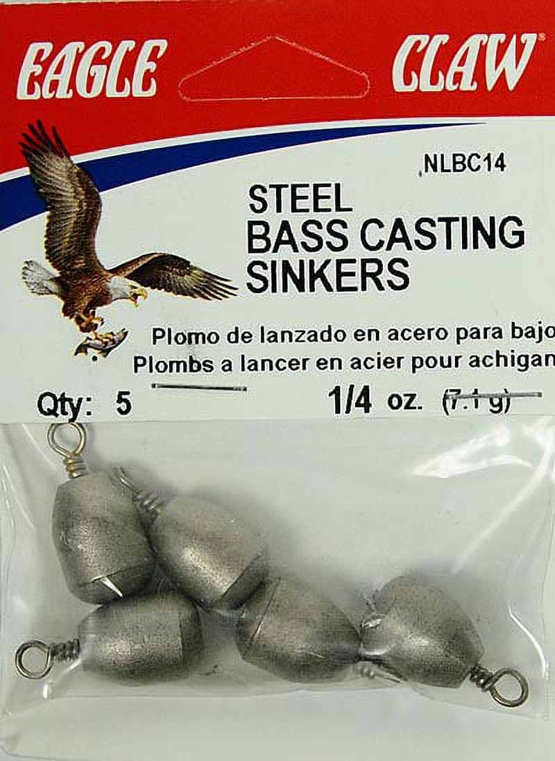 (4 pack) Eagle Claw Bass Casting Removable Split Shot Weight, Steel