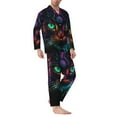 thumbnail image 2 of Fotbe Futuristic Cat Warrior Pijama de Hombre con Estampado de Manga Larga, Conjunto de 2 Piezas, Ropa de Dormir Suave y Cómoda con Bolsillos-Small, 2 of 7