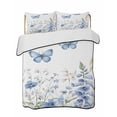 thumbnail image 2 of Blue Spring Floral Full Size Down Alternative Comforter, Lightweight Comforter Quilt Bedding Set with Pillow Shams Butterfly Summer Botanical Elegant All Seasons Bed Comforter Duvet Insert 78"x90", 2 of 7