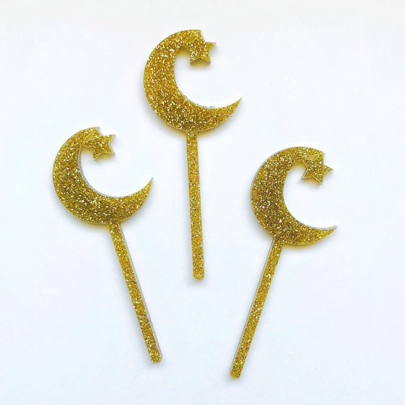 modernEID acrylic gold crescent moon picks