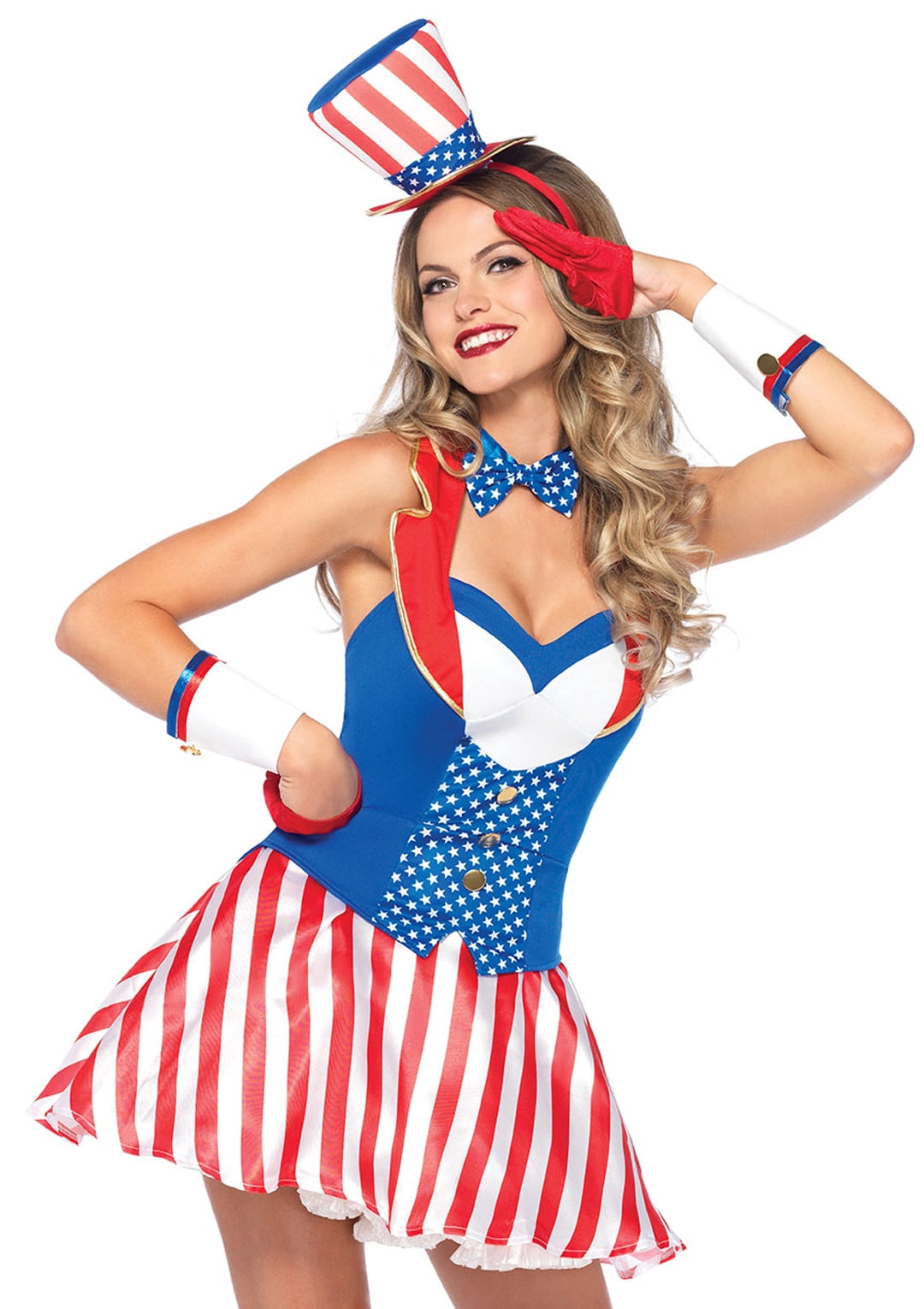 Ladies Mens USA Independence Day Sequinned Bow Tie Fancy Dress Costume Outfit 