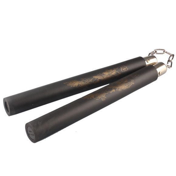 Foam Nunchucks, Safe Practice Martial Arts Training Gear, High-Density Foam Rubber Covering Karate Nunchaku with Metal Chain for Beginners, Black