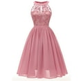 thumbnail image 2 of Nnhblu Women Vintage Princess Floral Lace Cocktail Neckline Party Aline Swing Dress s Gowns and Evening Dresses Womens Dresses Pink, 2 of 6