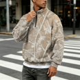 thumbnail image 6 of Havenx Mens Flannel Quarter Zip Up Pullover Long Sleeve Collared Pullover Sweater Mock Neck Camouflage Print Sweatshirt 2026 Fall Winter Casual Lightweight Soft Sweater Tops,Khaki XL, 6 of 7