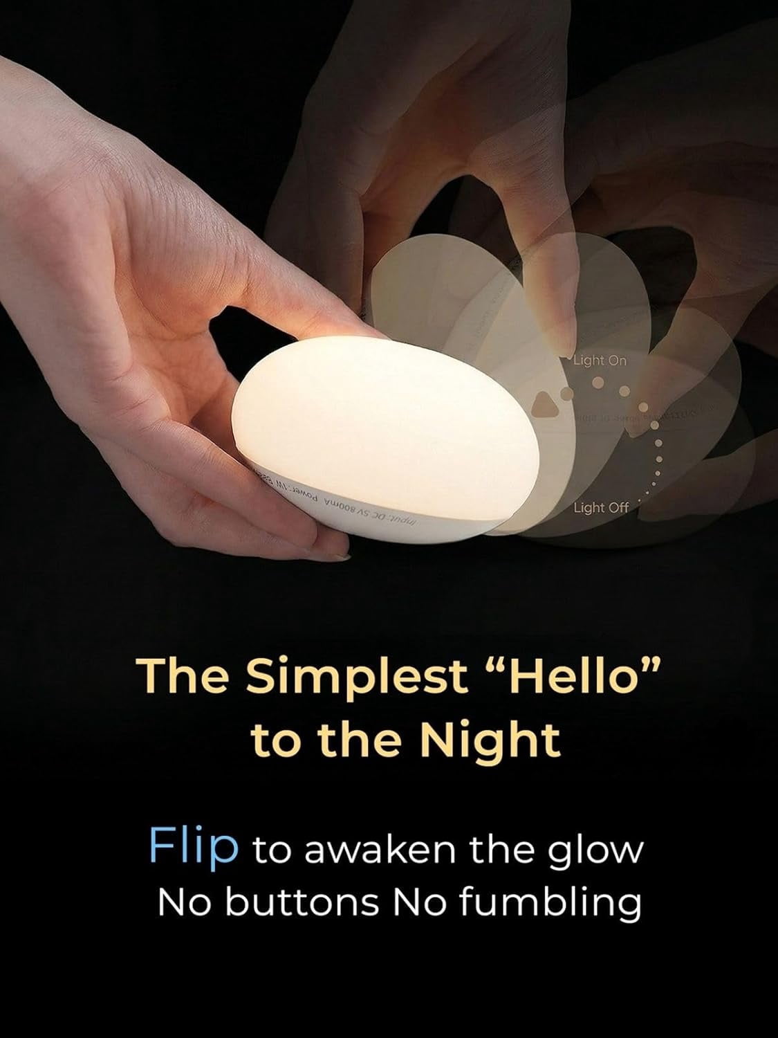 Baby Night Light, Nursery Night Lamp for Breastfeeding, Soft BPA Free Silicone Touch Night Lamp, Eye Caring, Easy Flip Design, Stepless Dimming, 1-Pack