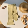 thumbnail image 2 of BYHONG Children's Fashion Versatile Casual Flared Pants Small Children's Solid Color Trousers 3 12 Years Old Yellow 130, 2 of 3