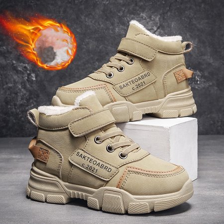 

Boys Girls Snow Boots Winter Slip Resistant Wear-Resistant Anti-Collision Cotton Shoes Plush Sports Casual Shoes
