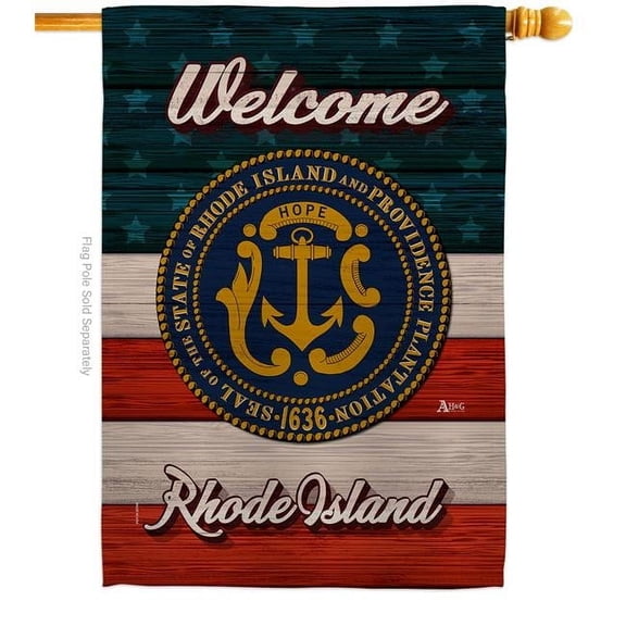 Americana Home & Garden H141296-BO 28 x 40 in. Welcome Rhode Island Double-Sided Vertical Decoration Banner House & Garden Flag - Yard Gift