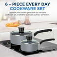 thumbnail image 2 of SereneLife Kitchenware Pots & Pans Basic Kitchen Cookware, Black Non-Stick Coating Inside, Heat Resistant Lacquer (6-Piece Set), One Size, Gray, 2 of 7