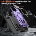 thumbnail image 3 of for iPhone 15 Armor Case with Stand, [Compatible with MagSafe] [Built-in Camera Cover Kickstand] Heavy Duty Rugged Strong Magnetic Hard Phone Case for iPhone 15, Purple, 3 of 6