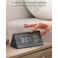 thumbnail image 4 of Wooden Digital Alarm Clock, Digital Clock with Snooze/Date/Temperature and Humidity-Black, 4 of 5