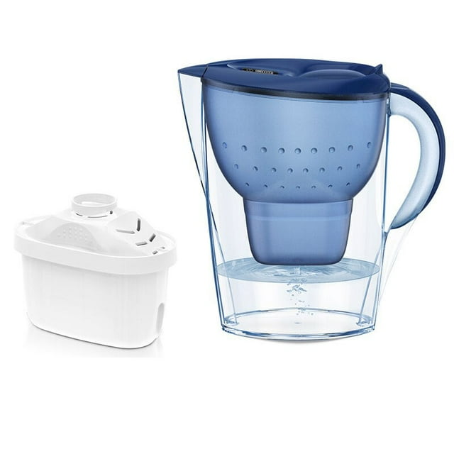 Graflsoa 3.5L Deep Blue Water Purifier Pitcher with Activated Carbon Filter for Kitchen Use - Includes 1 Filter, 150L Capacity, Self-Closing Spout, Quick Filter Change, Improves Water Taste, Removes