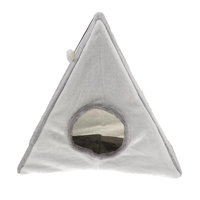 DOLITY Foldable Scratch Lounge Cat Scratcher Beds Houses with Hanging Ball Activity Toy Gray L