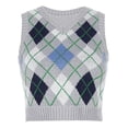 thumbnail image 4 of Unir Womens Sleeveless Sweater Vest Classic V Neck Argyle Plaid Knit Cropped Tank Basic Preppy Everyday Layering Top S-M-L 1 Piece, 4 of 4