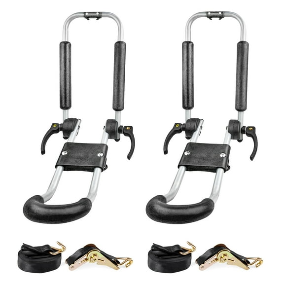 AA-Racks Folding Kayak Rack Car Roof Top Mounted, Aluminum Kayak Carrier with 16 Ft Ratchet Straps for Canoes, Ski Boards, Surf Boards,SUP on SUV Car Truck Trailer and Other Vehicles with Crossbars