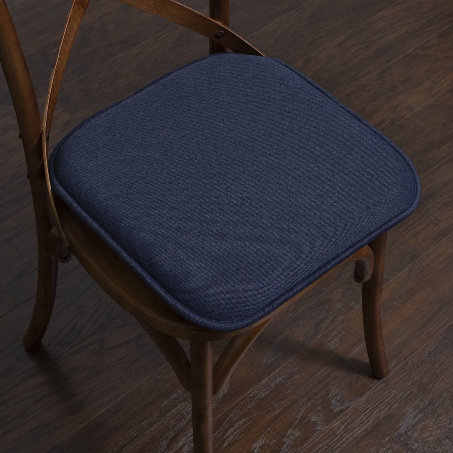 Charlotte Jacquard Cover Memory Foam Chair Pads 6 Pack Navy