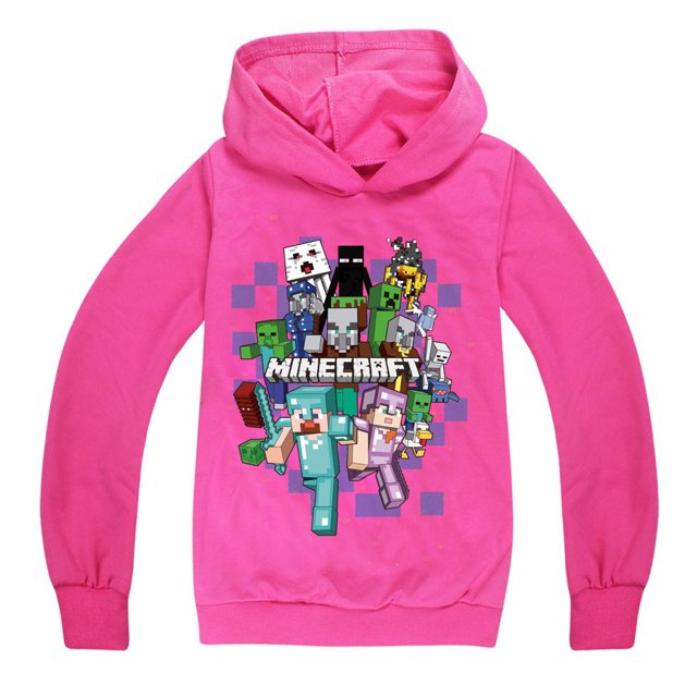 Sweat à Capuche de Jeu pour Enfants, Manches Longues, Imprimé Graphique Minecraft