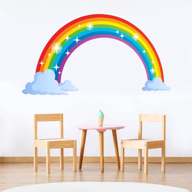 Fiudx Calcomanías de Pared de Arcoíris, Pegatinas de Pvc Extraíbles, Mural de Arcoíris Vibrante, Fácil de Despegar y Pegar, Decoración de Pared Brillante, Decoración para Sala de Estar, Dormitorio, H