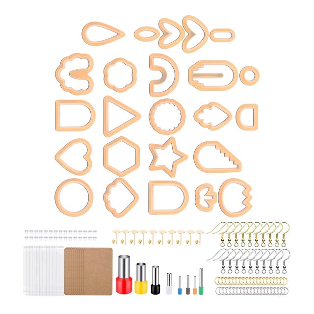 Abbracc 142 Pieces Cutter for Clay Earrings 30 Jump Rings Clay Earring Cutter 30 Orange 142pcs