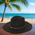 thumbnail image 2 of FUZHIQ Cowboy Straw Hat for Men Women Frayed Brim Woven Fedora Sun Hat Vintage Summer Cap for Outdoor Beach Vacation Travel,One Size, 2 of 4