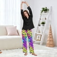 thumbnail image 6 of Dailycode Women's Pajama Pants Wide Leg Lounge Pj Bottoms With Pockets Rainbow Color Leopard, 6 of 7