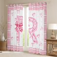 thumbnail image 2 of Feelyou Girly Monogrammed R Black Out Curtains, Cartoon Pink Bownknot Ribbon Curtains Pack of 2 (42x63 Each), Princess Buffalo Plaid Bedroom Curtains, Black Out Curtains Decor, 2 of 6