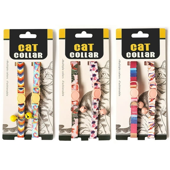 Riklu Cat Collar with Bell 6 Pcs, Breakaway Kitten Collar for Girl Boy, Adjustable and Safety Buckle