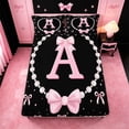 thumbnail image 5 of meiyoeat Bowknot Letter Print A Bed Sheets For Girls,Girly Pink Bow Full Size Sheets For Kids,4pcs, 5 of 6