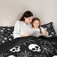 thumbnail image 4 of Homewish Skull Spider Web Queen Comforter Set for Kids, Gothic Halloween Theme Comforter Sets Queen, Black Reversible, 3 Pieces, 1 Comforter and 2 Pillowcases, 4 of 6