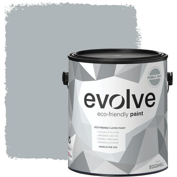 Evolve Latex Paint and Primer, Interior and Exterior Paint, Eggshell Finish, Pebble Gray, 1 Gallon