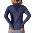 thumbnail image 4 of T Shirts for Women Long-sleeved Mesh Splicing Breathable Sports Sun Protection Top Navy XL, 4 of 4