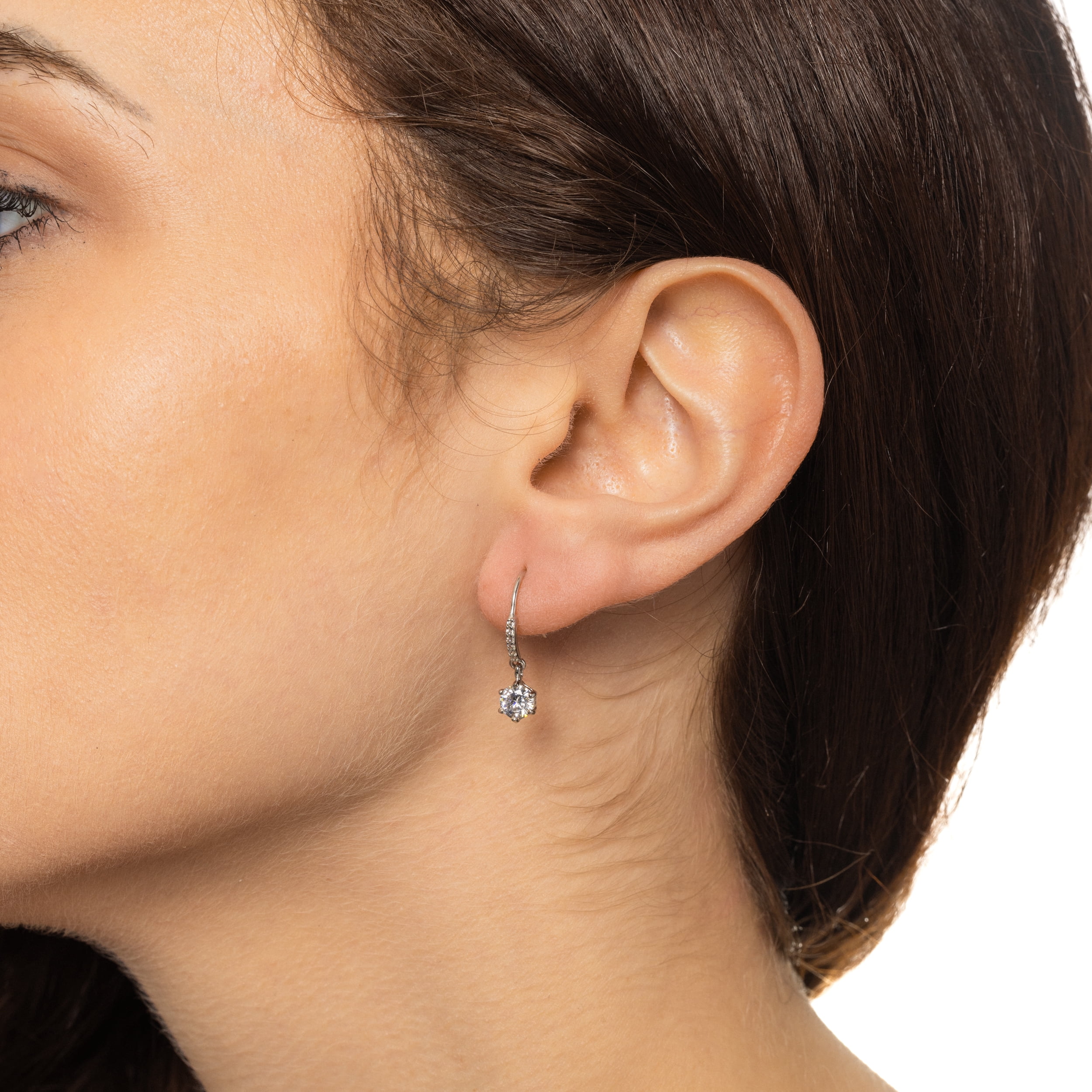 Brilliance Fine Jewelry Simulated Diamond Round Stone Sterling Silver Dangle Earrings