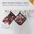 thumbnail image 4 of Yayeee Oven Mitts and Pot Holder Set of 2 Heat Resistant Kitchen Gloves Baking Hot Pad, Purple Flowers, 4 of 5