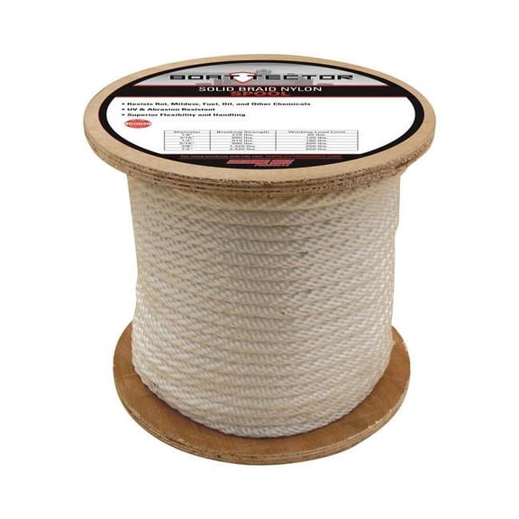 Extreme Max 3006.2213 BoatTector Solid Braid Nylon Rope - 1/2" x 250', White