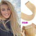 thumbnail image 2 of SEGO Wire Hair Extensions 100% Human Hair Straight Hair Extensions 16inch-22inch Light Blonde Highlighted Golden Blonde Invisible Wire Fish Line Hair Extensions Straight Human Hair Extensions, 2 of 9