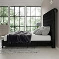 thumbnail image 3 of Merluxy King Bed Frame with 59.1" Sleigh Headboard,Velvet Upholstered,No Box Spring Needed,Black, 3 of 11