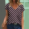 thumbnail image 2 of Trendy Graphic T-shirts Womens Short Sleeve Polka Dots Print V Neck Loose Summer Casual Tops Cute Tee Shirts (XX-Large, Brown), 2 of 5