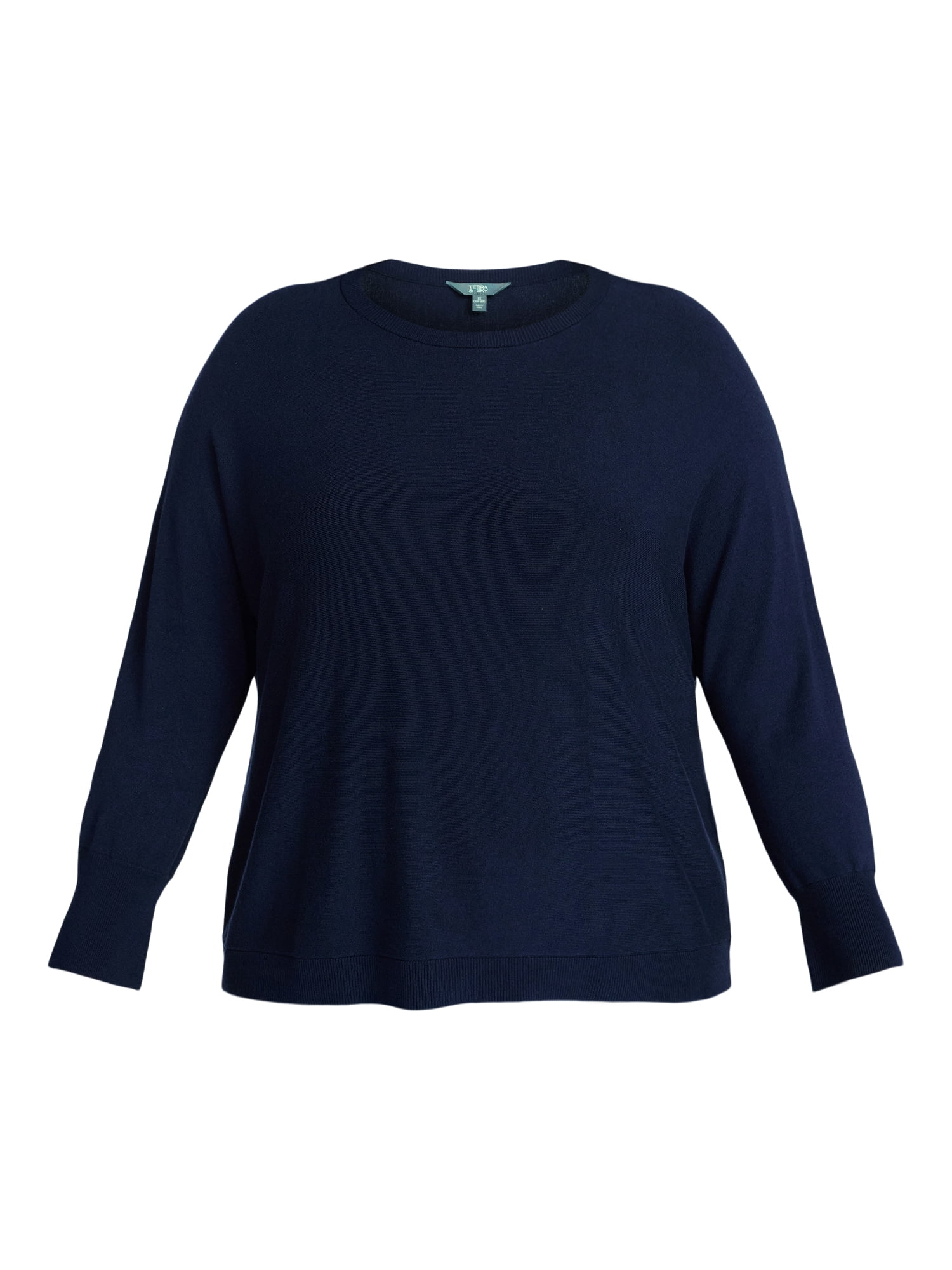 Terra & Sky Women's Plus Size Fine Gauge Dolman Sweater, Sizes 0X-5X