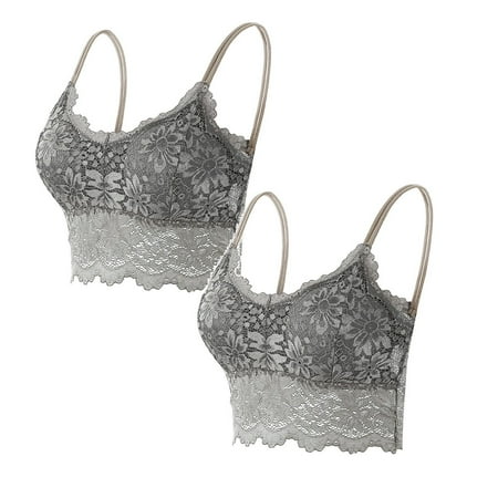 2 Pack Women Plus Size Vest Padded Sports Bra Crop Wire Bra Lingerie plus Size Bra V Neck Underwear Sports Bra with Padding Lingerie Without Chest Pad Womens Sports Bras S3XL Women s Sports Bras