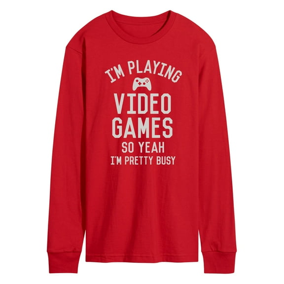 Instant Message - Im Playing Video Games Yeah Busy - Men's Long Sleeve T-Shirt