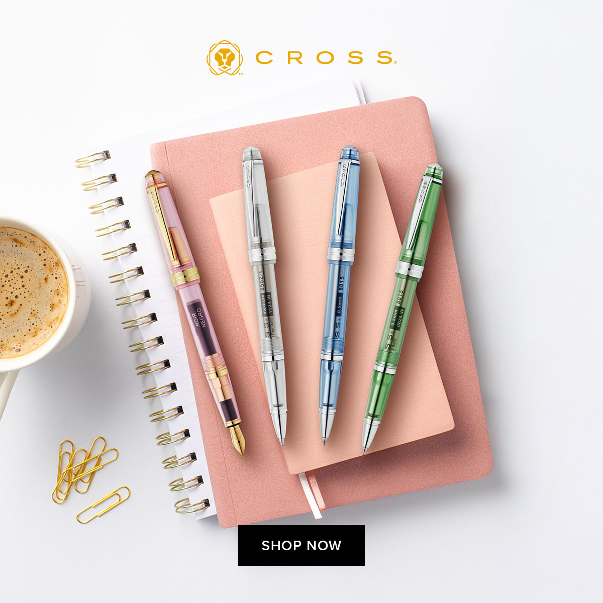 Cross Bailey Light Translucent Clear Resin with Bright Chrome Internal Mechanism and Chrome-plated Appointments Rollerball Pen