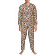 thumbnail image 3 of Naloa colorful Skull sunflower Men’s Pajamas Set - Long Sleeve Button Down Sleep Shirt and Pajama Bottoms Sleepwear Set-X-Large, 3 of 7