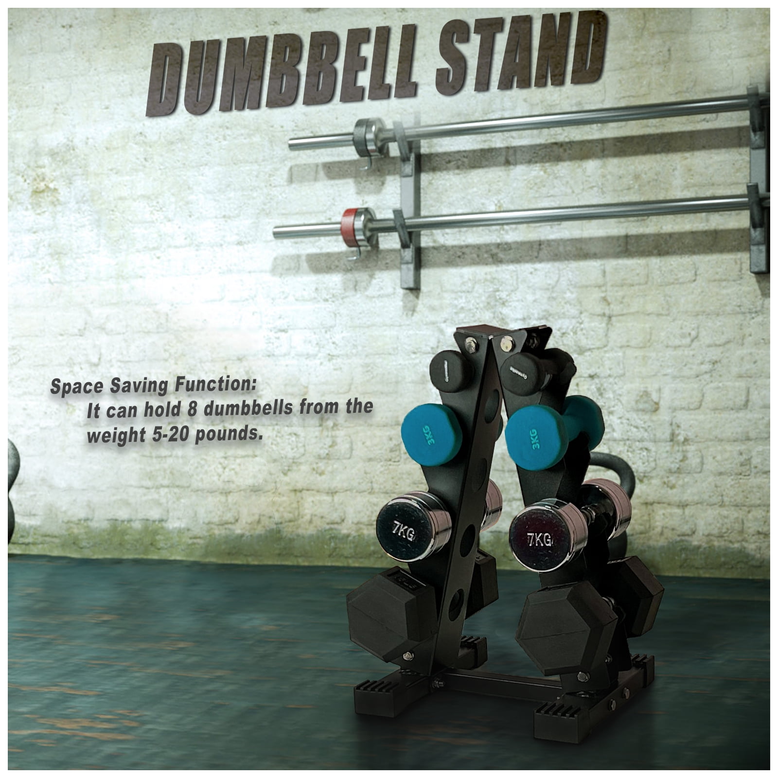 KORIKAHM Dumbbell Rack, A-Frame Home Gym Weight Storage Rack, Heavy Duty Dumbbell Stand for Strength Training Workout
