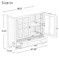 thumbnail image 2 of Buffet Storage Cabinet with Double Glass Doors & Unique Bell Handles - Wood Construction, Adjustable Shelves, Dining Room Kitchen Use, 2 of 10