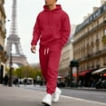 thumbnail image 2 of GrmtClth Men's Sweatsuits 2 Piece Novelty Solid Color Hoodie and Sweatpants Comfy Soft Long Sleeve Lounge Outfits Red L, 2 of 5