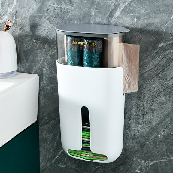 Vadktai Trash Bag Organizer Plastic Bag Holder, Wall- mounted Grocery Bag Holder for Plastic Bags, for Grocery Kitchen, Plastic Bag Dispenser